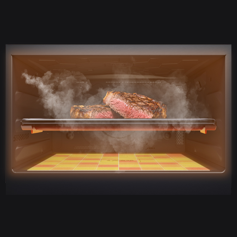 超温蒸汽水烤，轻松烤出焦脆外壳，焦香爆汁