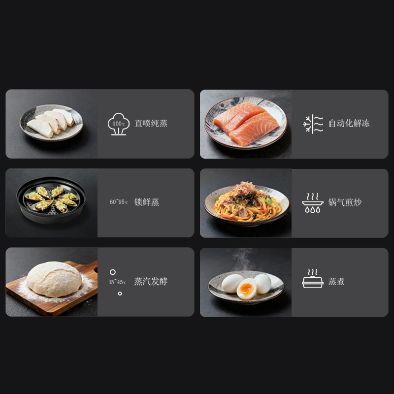 纯蒸 / 低温蒸蒸+控温微波蒸+烤