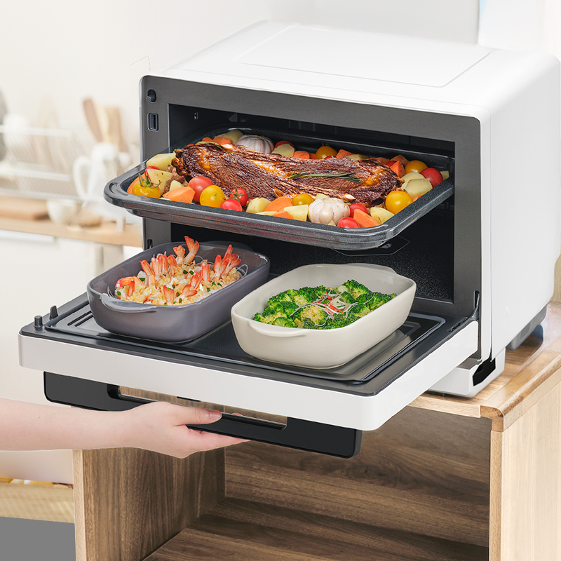 一炉双腔，上烤下蒸不串味，时间减半、效率翻倍！